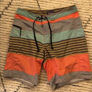 Patagonia Men's M Striped Swim Shorts -  see measurements NICE used condition